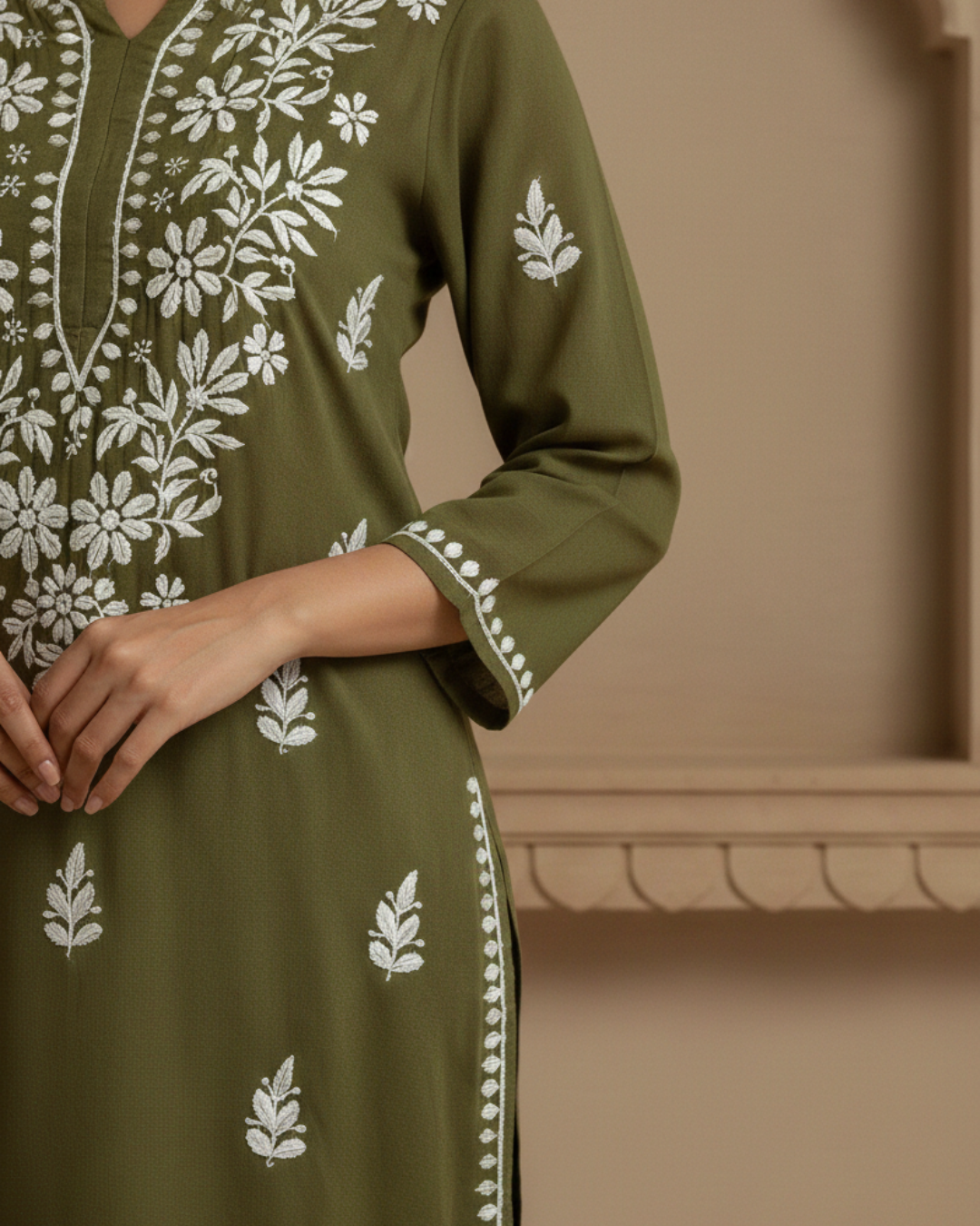 Green Mehendi Rayon Long Kurti