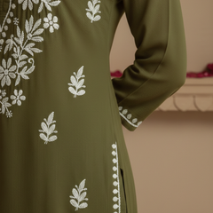 Green Mehendi Rayon Long Kurti