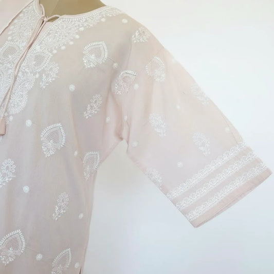 Pure Cotton Chikankari Semistitched Suit Set