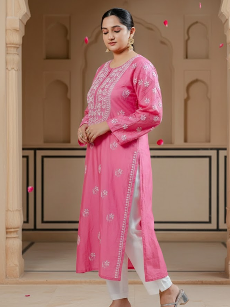 Dark Pink Chanderi Kurta