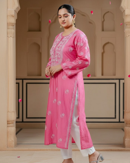 Dark Pink Chanderi Kurta