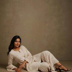Readymade Viscose Georgette Blush Pink Garara Set