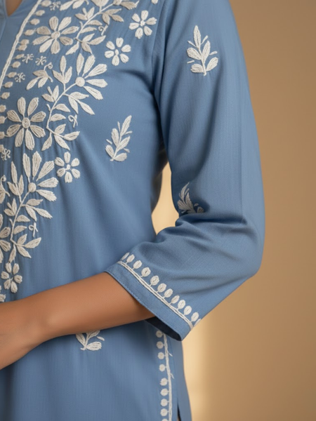 Blue Rayon Long Kurti