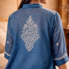Royal Blue Mulchanderi Kaftan