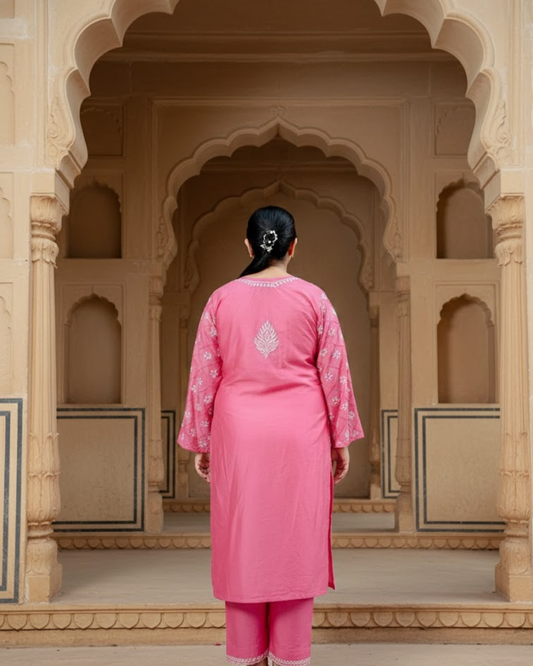 Dark Pink Chanderi Kurta