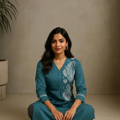 Blue Readymade Cotton Co-Ord Set
