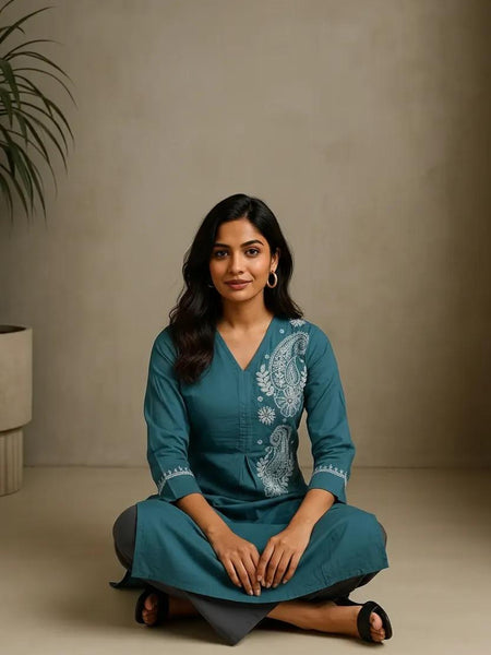 Blue Readymade Cotton Co-Ord Set