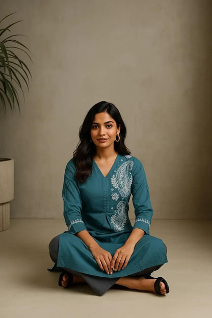 Blue Readymade Cotton Co-Ord Set