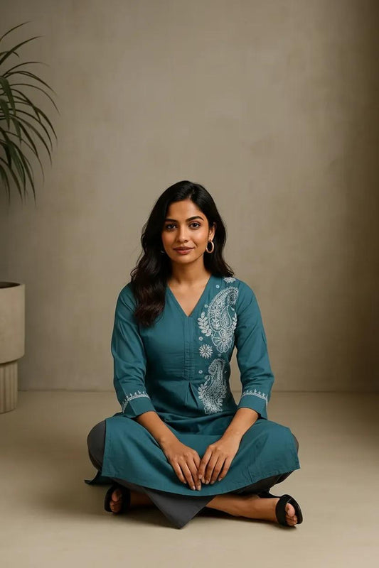 Blue Readymade Cotton Co-Ord Set