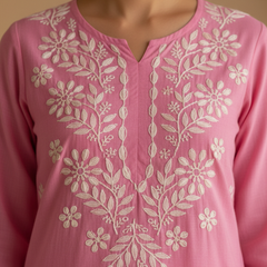 Pink Rayon Long Kurti