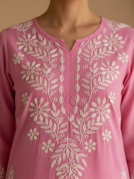 Pink Rayon Long Kurti