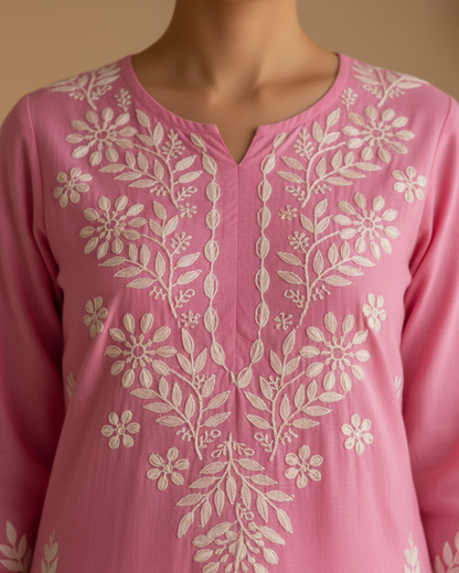 Pink Rayon Long Kurti
