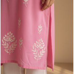 Pink Rayon Long Kurti