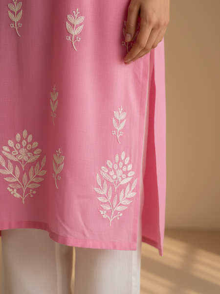 Pink Rayon Long Kurti