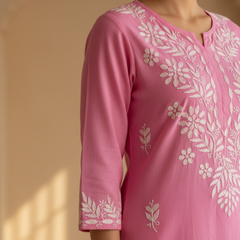 Pink Rayon Long Kurti