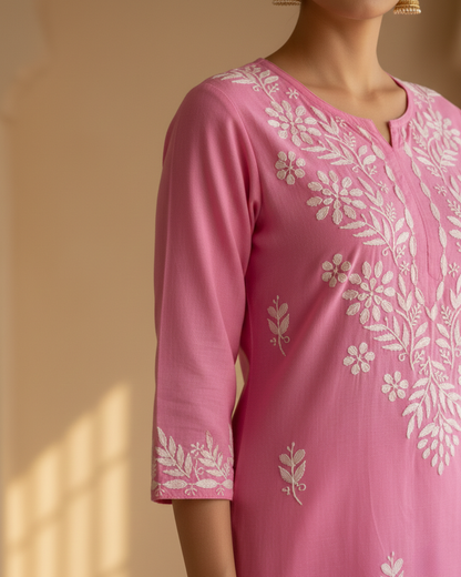Pink Rayon Long Kurti
