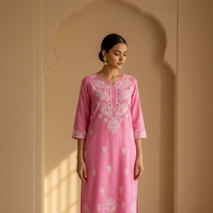 Pink Rayon Long Kurti