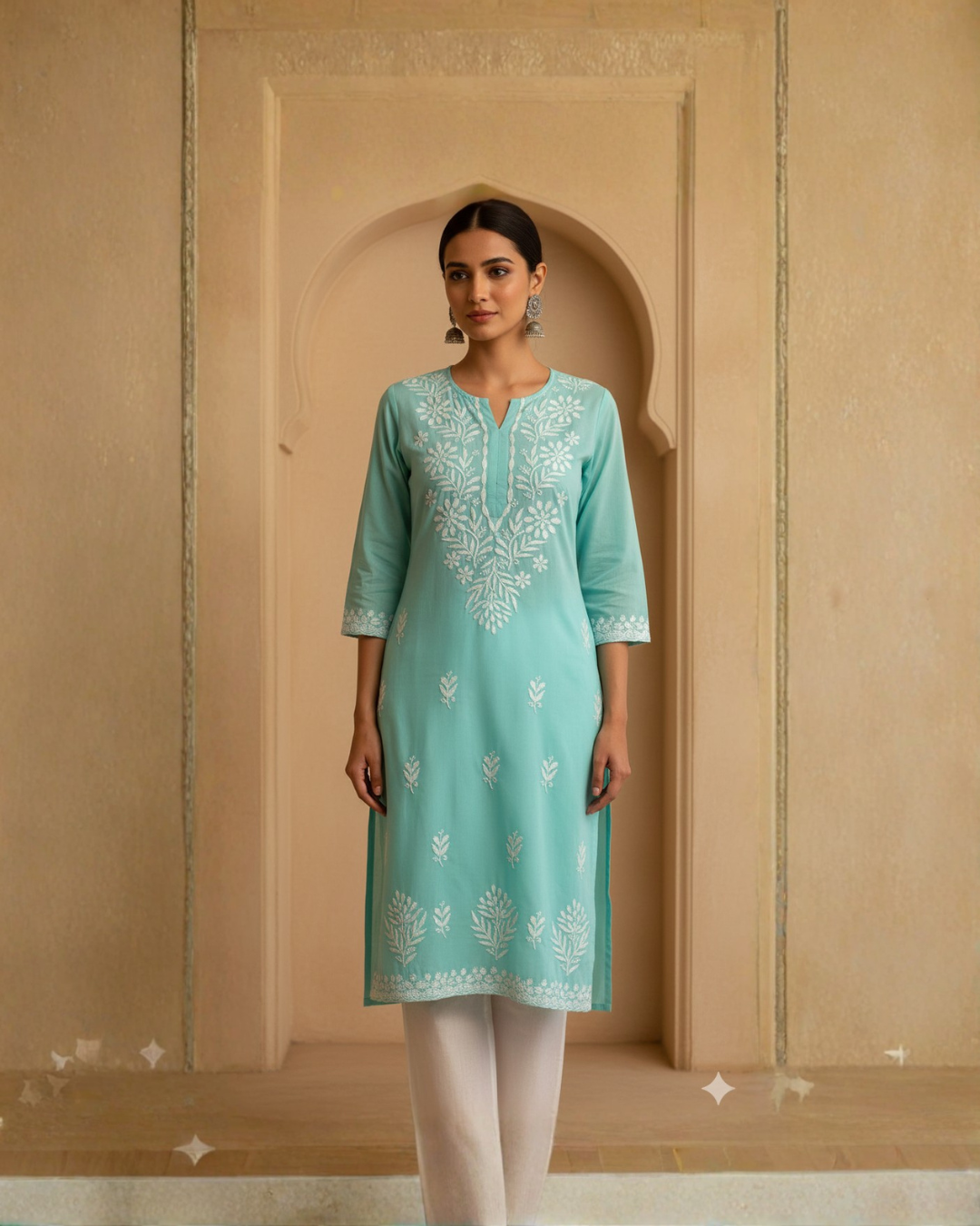 Turqoise Blue Rayon Long Kurti