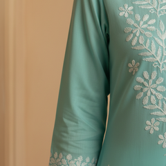 Turqoise Blue Rayon Long Kurti