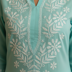 Turqoise Blue Rayon Long Kurti