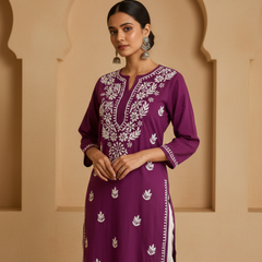 Purple Rayon Long Kurti