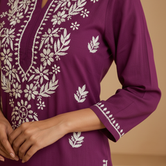 Purple Rayon Long Kurti