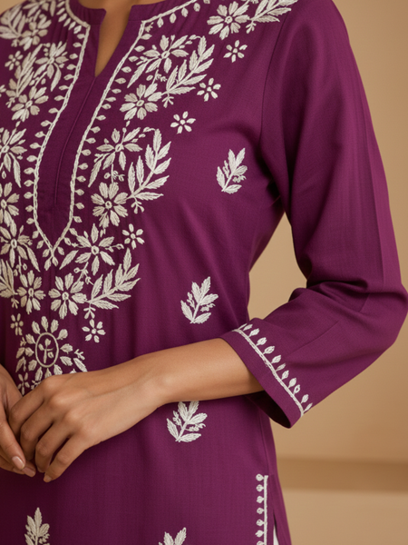 Purple Rayon Long Kurti