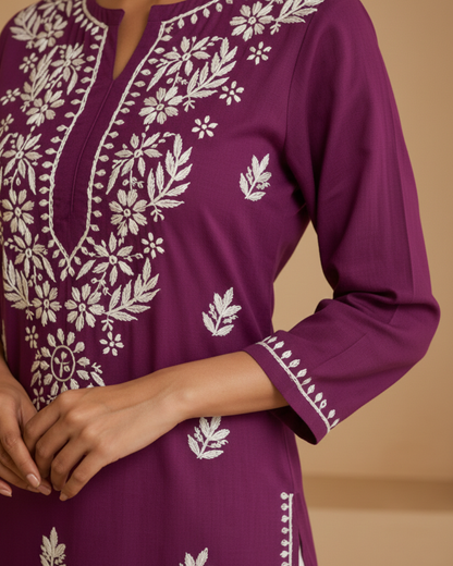 Purple Rayon Long Kurti