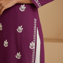 Purple Rayon Long Kurti