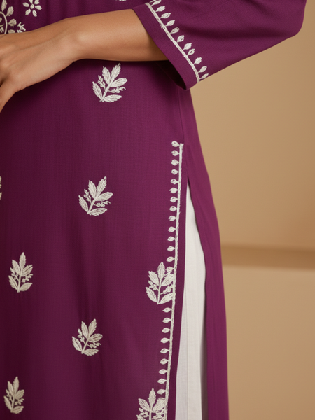 Purple Rayon Long Kurti