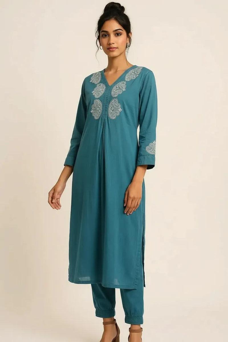 Dark Blue Readymade Cotton Co-ord Set - Design2