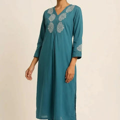Dark Blue Readymade Cotton Co-ord Set - Design2