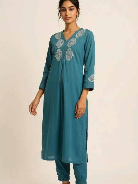 Dark Blue Readymade Cotton Co-ord Set - Design2