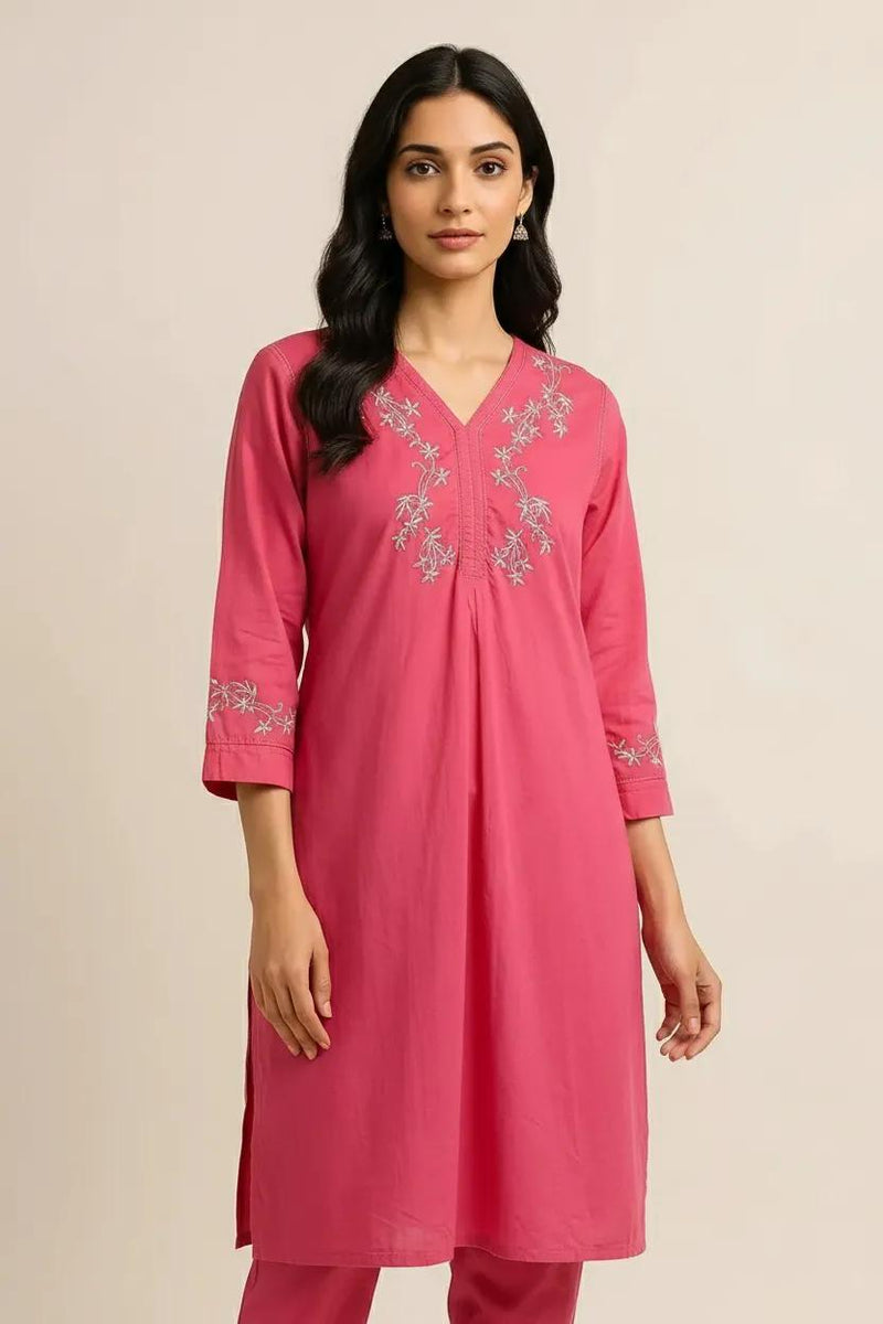 Pink Readymade Cotton Co-Ord Set - Design 2