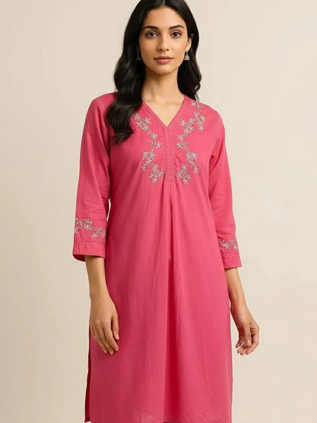 Pink Readymade Cotton Co-Ord Set - Design 2