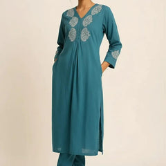 Dark Blue Readymade Cotton Co-ord Set - Design2
