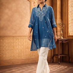 Royal Blue Mulchanderi Kaftan