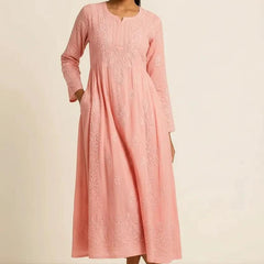 Peach Bloom Ombré Georgette Anarkali Kurti / Dress
