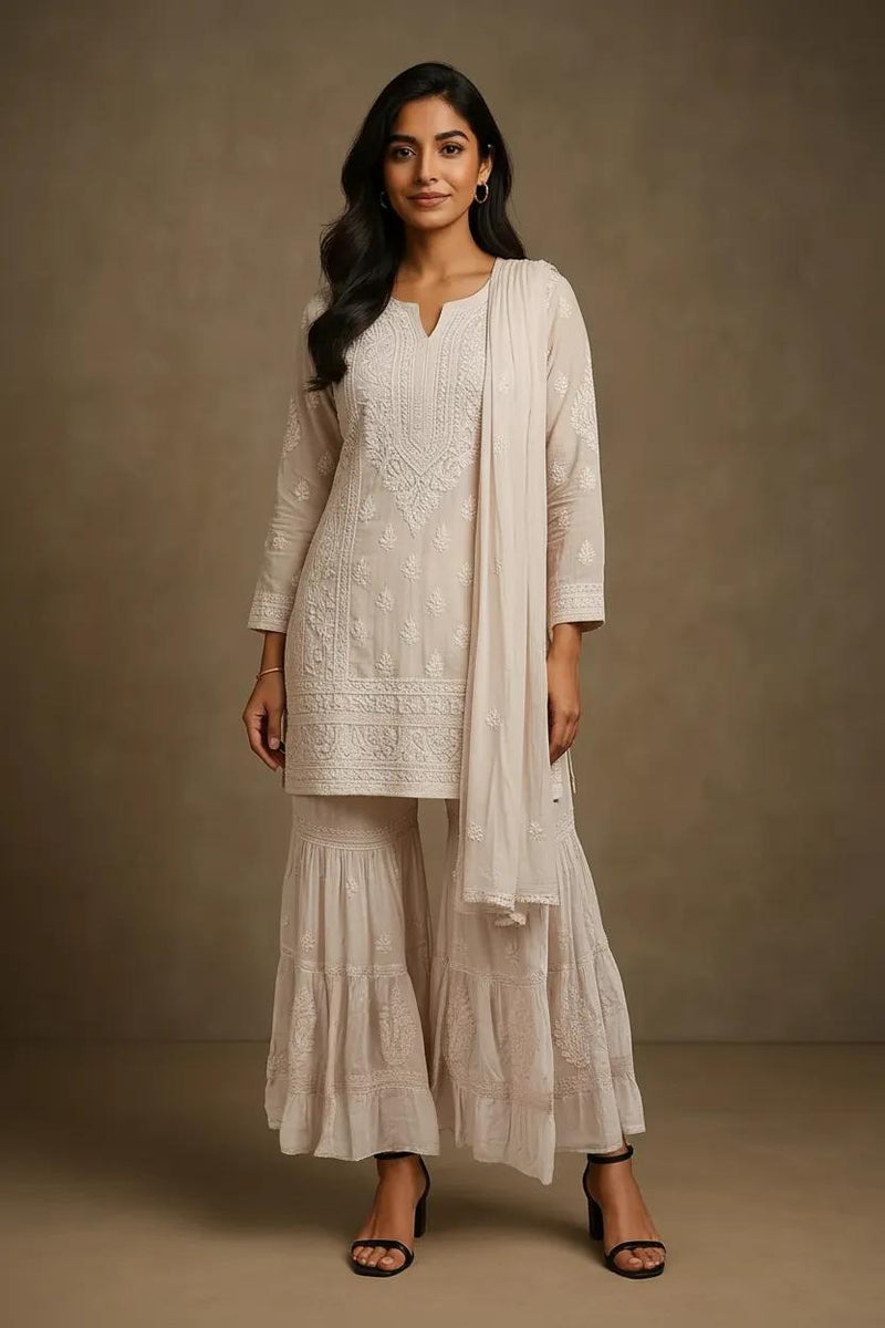 Readymade Viscose Georgette Blush Pink Garara Set