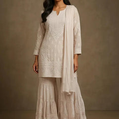 Readymade Viscose Georgette Blush Pink Garara Set