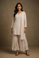 Readymade Viscose Georgette Blush Pink Garara Set