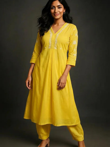 Yellow Readymade Cotton Co-Ord Set