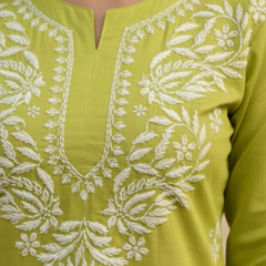 Green Readymade Cotton Short Kurti