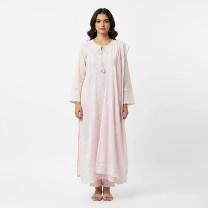 Pure Cotton Chikankari Semistitched Suit Set