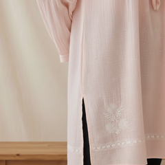 Asymetrical Semistitched Chikankari Short Kurti