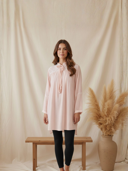 Asymetrical Semistitched Chikankari Short Kurti