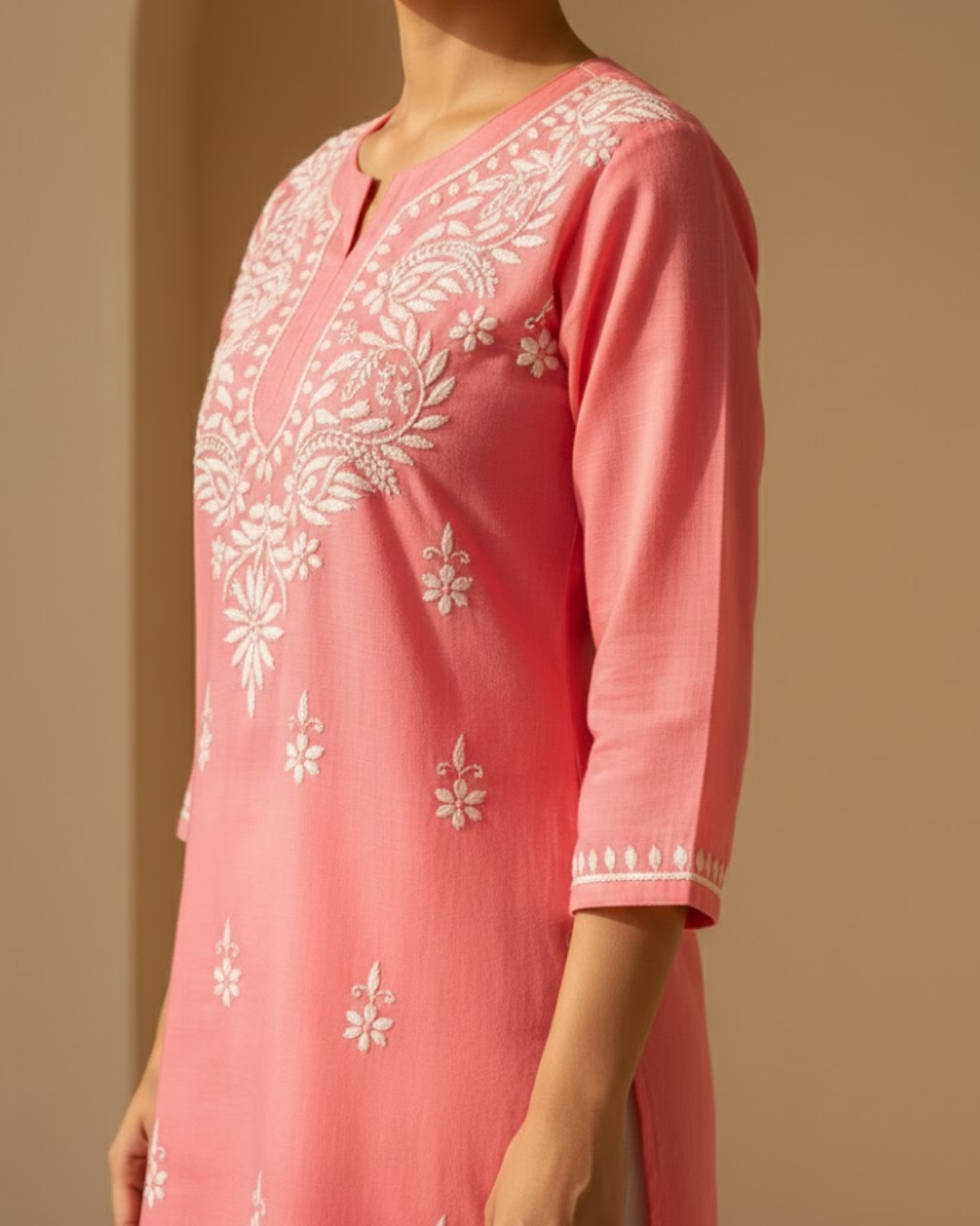 Pink Cotton short Kurtis