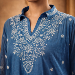 Royal Blue Mulchanderi Kaftan