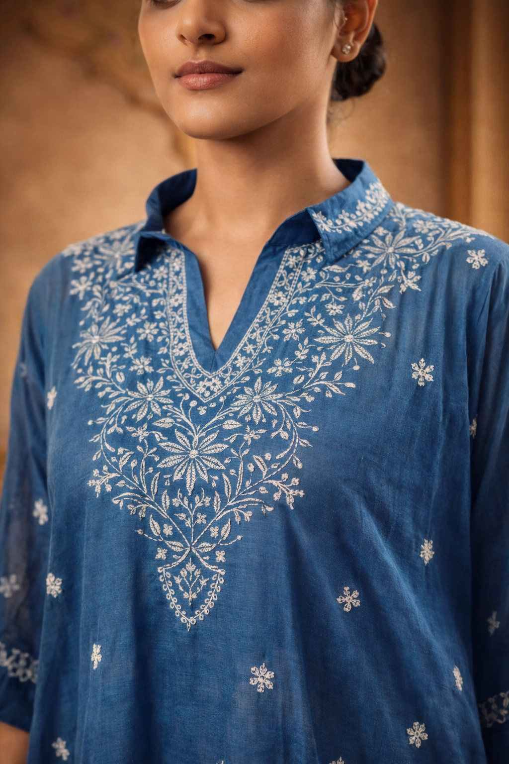 Royal Blue Mulchanderi Kaftan