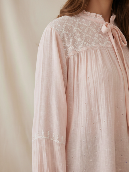 Asymetrical Semistitched Chikankari Short Kurti